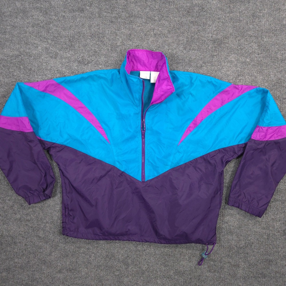Vintage Nike Windbreaker‎ Jacket Womens S Blue Purple Colorblock Batwing 80s 90s